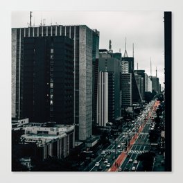 Brazil Photography - Busy Street In Down Town Sao Paulo Canvas Print