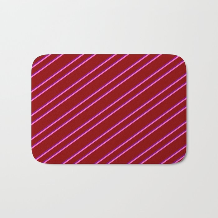 Dark Red, Purple, and Hot Pink Colored Striped/Lined Pattern Bath Mat