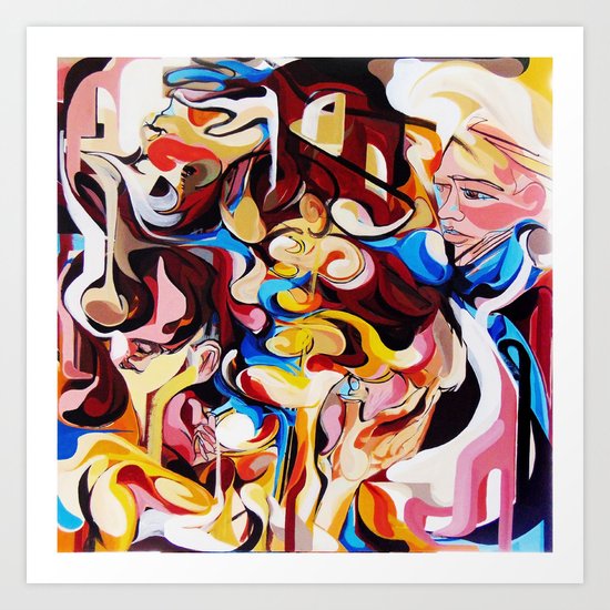 Expressive Abstract People Composition Painting Art Print By Catarinagarciaart Society6