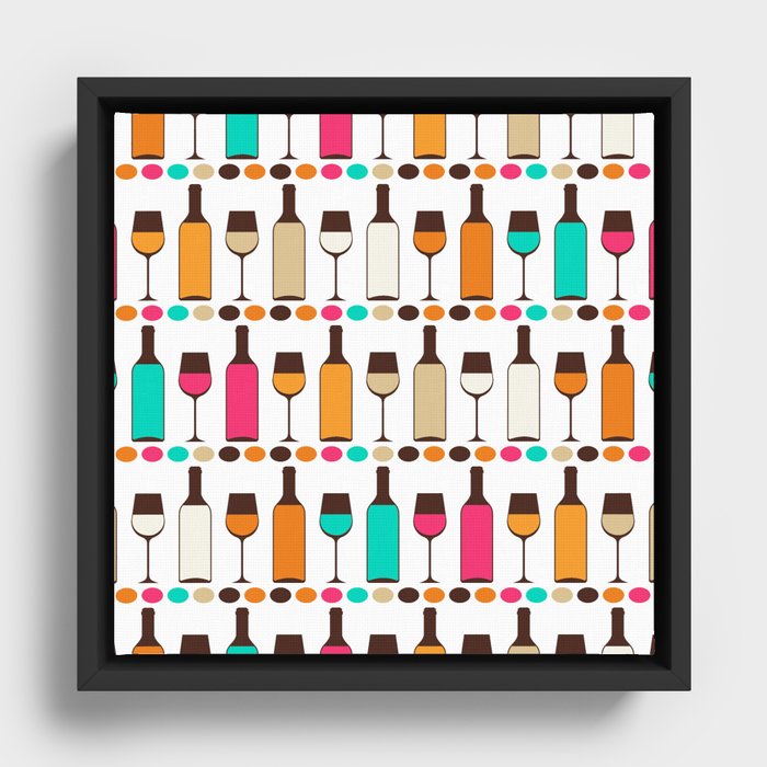 bottles of wine Retro color Framed Canvas
