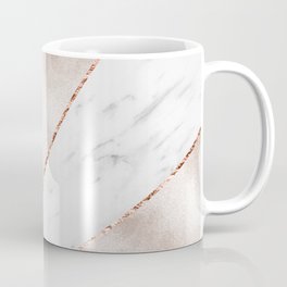 Spliced rose gold marble Coffee Mug | Designer, Modern, Brass, Pretty, Fauxfoil, Copper, Marble, White, Glamour, Stone 