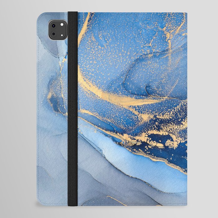 Denim Blue + Slate Abstract Storm Swirl iPad Folio Case