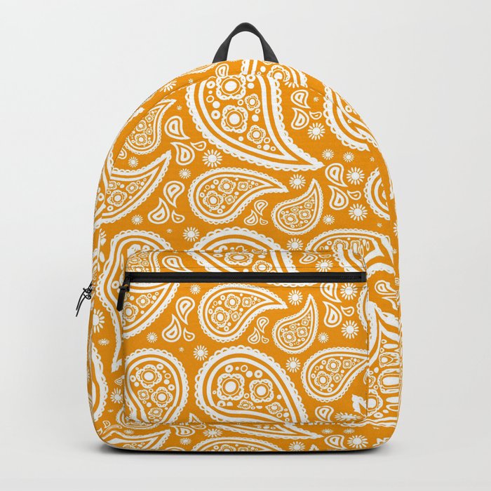 Paisley (White & Orange Pattern) Backpack