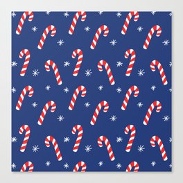 Candy Cane Pattern (blue/red/white) Canvas Print