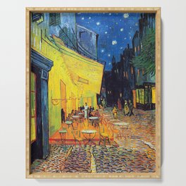 Vincent Van Gogh - Cafe Terrace at Night (new color edit) Serving Tray