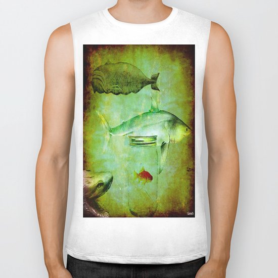 Hostile environment for a goldfish Biker Tank