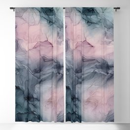 Blush Gray Blue Flowing Abstract Glow Up 1 Blackout Curtain