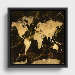 world map marble 5 Framed Canvas