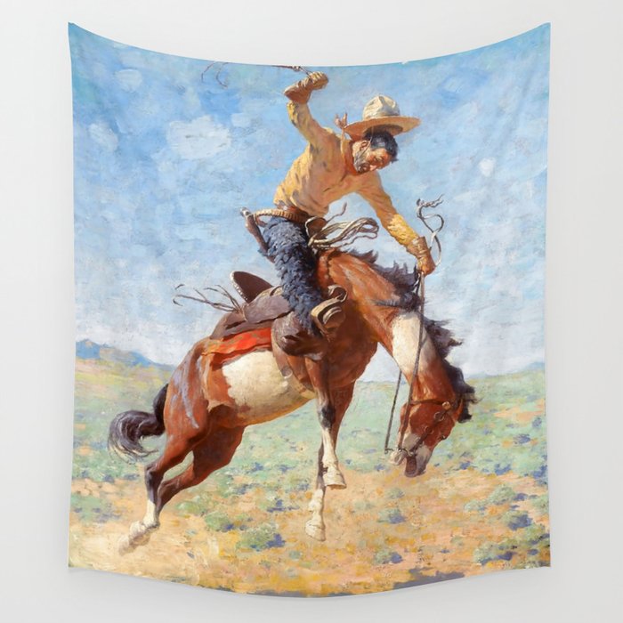 Western Art Wild Bucker Wall Tapestry by Patricia Society6