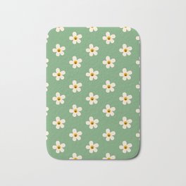 Retro Happy Daisy Flower in Green Bath Mat | Decor, Digital, Power, Green, Trippy, Pattern, Funny, Roomposter, Graphicdesign, Smile 