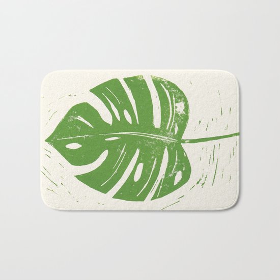Linocut Leaf Bath Mat