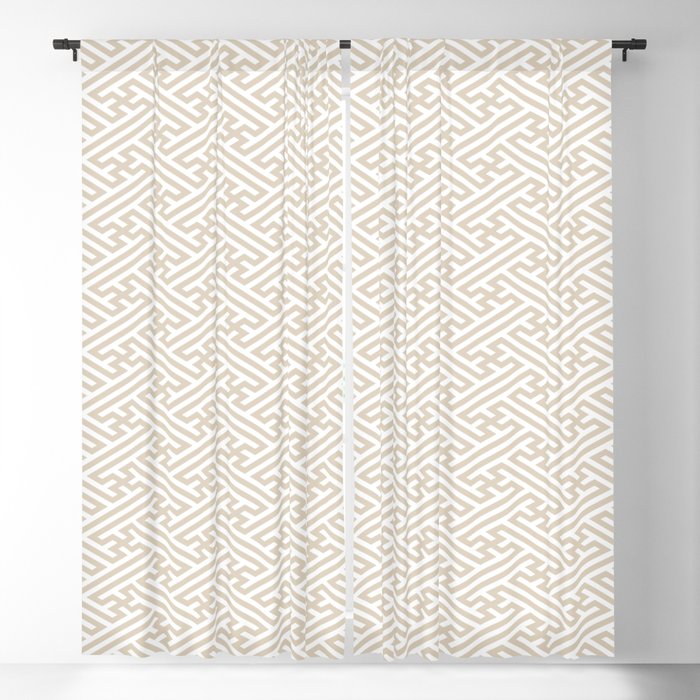 Sayagata - Japanese Traditional Pattern - Ivory & White Blackout Curtain