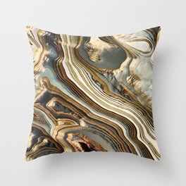 White Gold Agate Abstract Throw Pillow