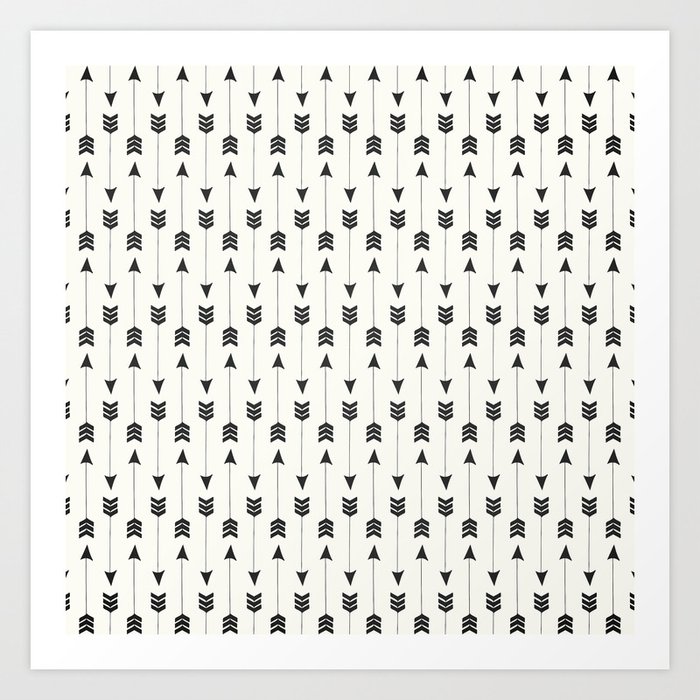 Modern simple black white bohemian arrows Art Print