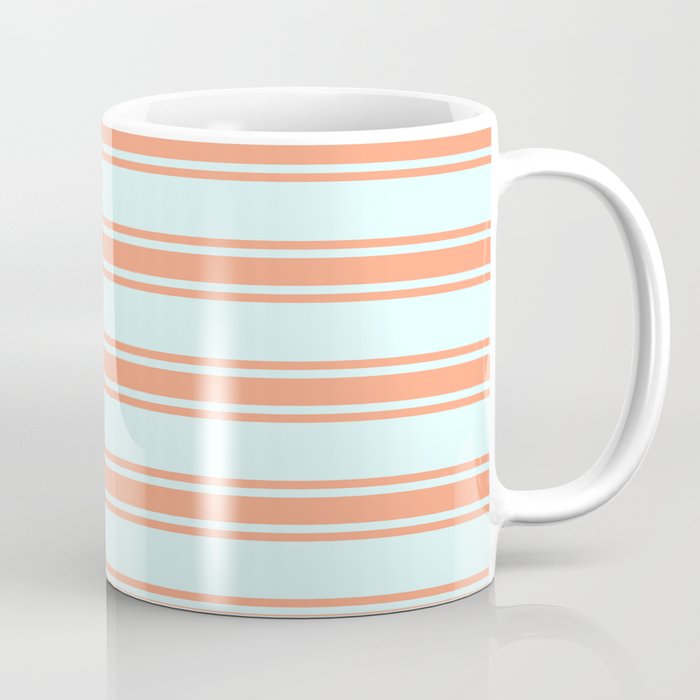 Light Cyan and Light Salmon Colored Stripes/Lines Pattern Coffee Mug