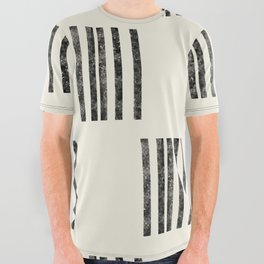 Neutral Black and White Stripe Mudcloth All Over Graphic Tee