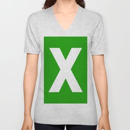 Letter X (White & Green) V Neck T Shirt