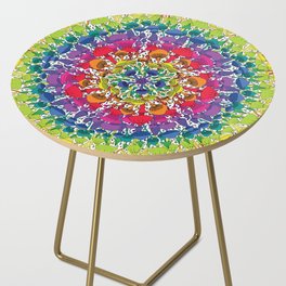 Rainbow mushroom mandala Side Table