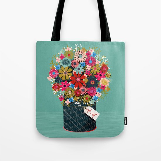 Flower Pot - Flowers for you, Floral, Vintage Retro Flower tin Tote Bag
