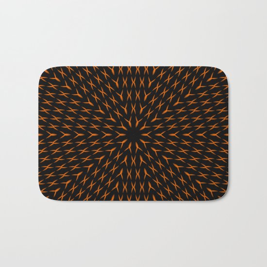 PCT2 Fractal in Orange on Black Bath Mat