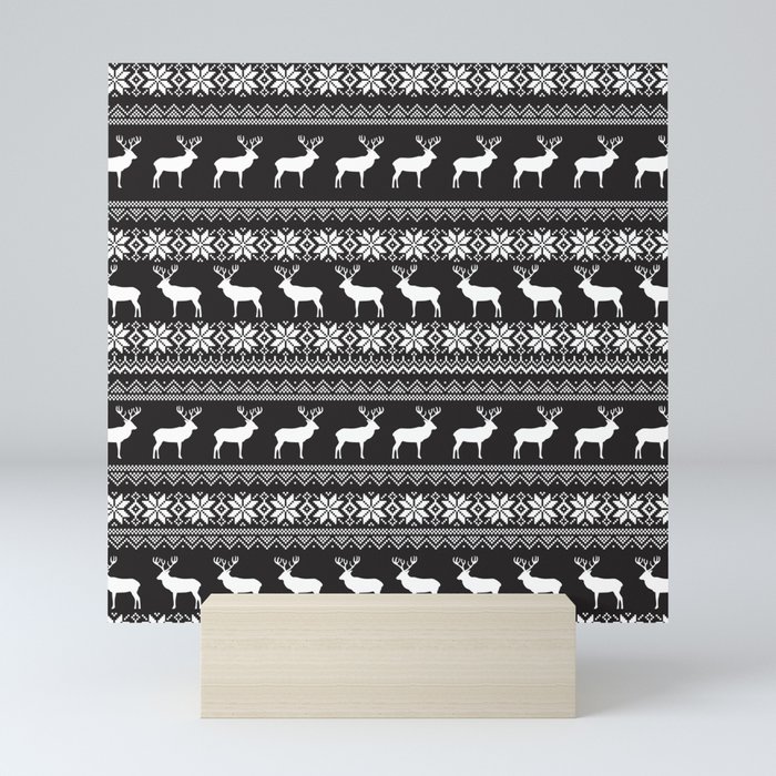 Nordic Deer Pattern Mini Art Print