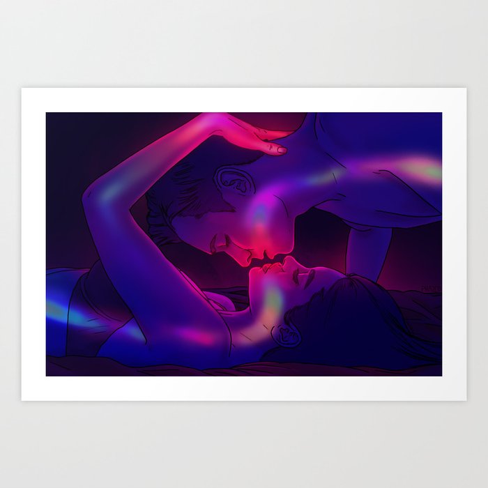 Kissing Lovers Art Print