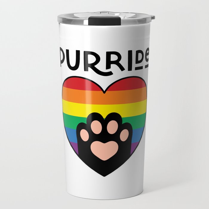 Pride Paw Rainbow Flag Travel Mug
