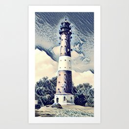 Japanese Art Style Ukiyoe Lighthouse Art Print