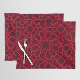 Red Color Arab Square Pattern Placemat