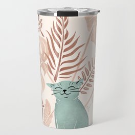 Tropical Happy Cat Travel Mug