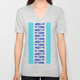 Minoan style fish ancient Greek design V Neck T Shirt