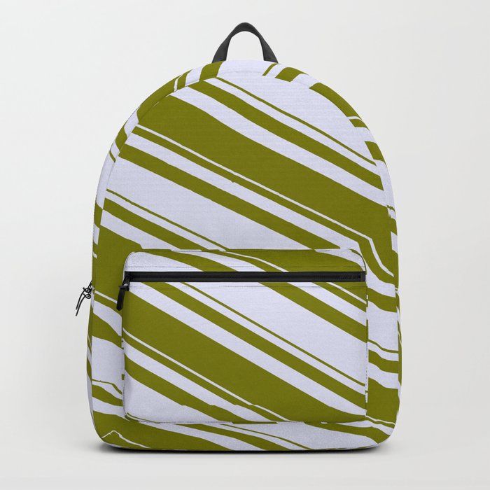 Lavender & Green Colored Striped/Lined Pattern Backpack