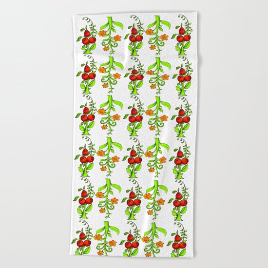 bright trees and fruits Beach Towel