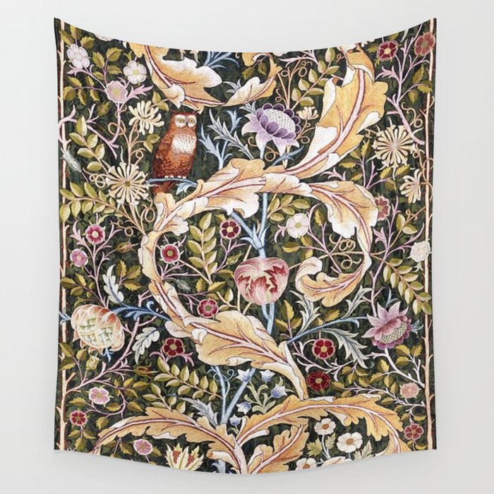 William Morris Vintage Owl Forest Wall Tapestry