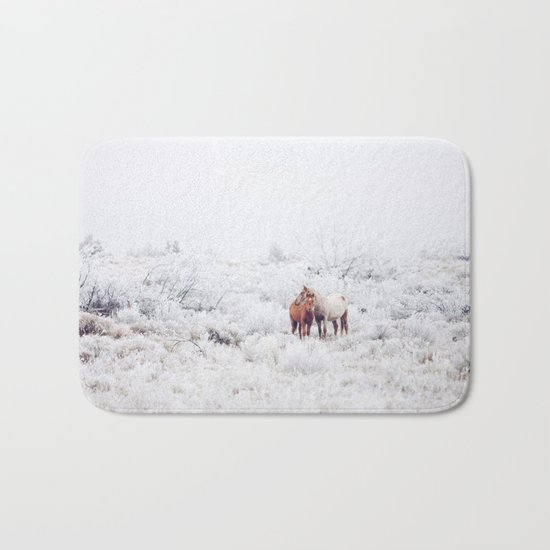 Two Winter Horses Bath Mat