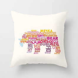 Bear in Different Languages Throw Pillow