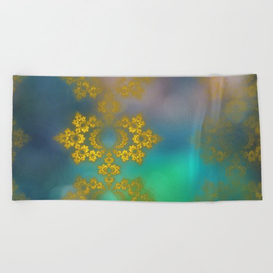 Gold lace decoration Beach Towel