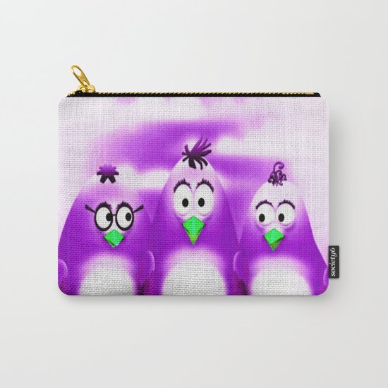 Penguin Triplet Purple Carry-All Pouch