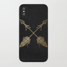 Gold Arrows on Black iPhone Case | Golden, Cross, Arrows, Southwestern, Compass, Two, Desert, Boho, Arrow, Graphicdesign 