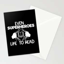 Even Superheroes Like To Read Bookworm Reading Saying Quote Stationery Card
