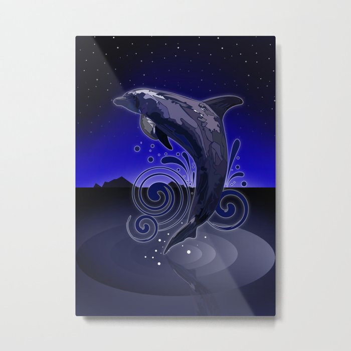 Dolphin - Night Metal Print