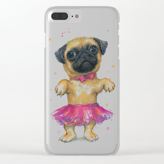 Cute Pug Puppy Dog Watercolor Painting Clear iPhone Case