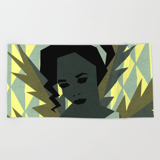 The shy girl Beach Towel