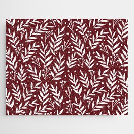 Festive branches - burgundy Jigsaw Puzzle