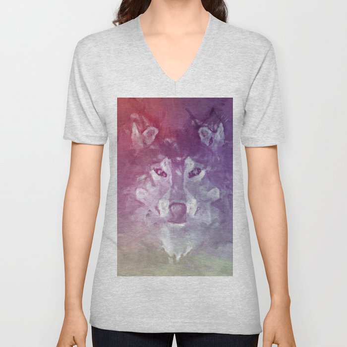 Neon Wolf. V Neck T Shirt