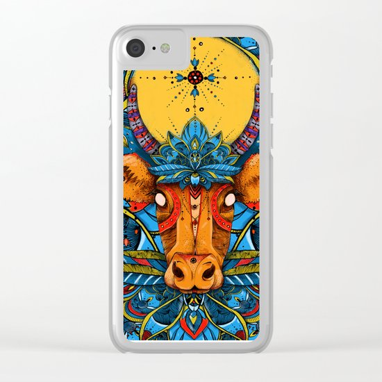 Holy Cow! Blue Lotus Mandala. Clear iPhone Case