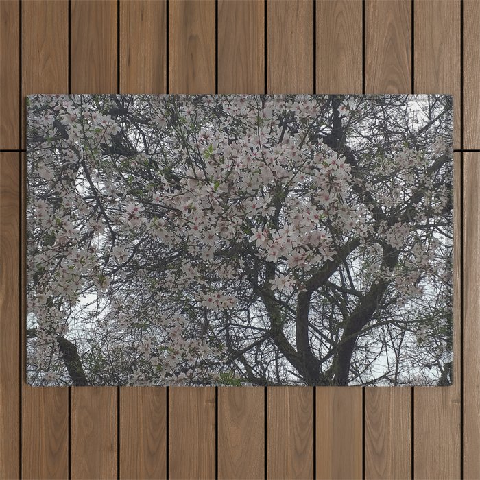 Blooming Tree Branches Spring Flowers Outdoor Rug