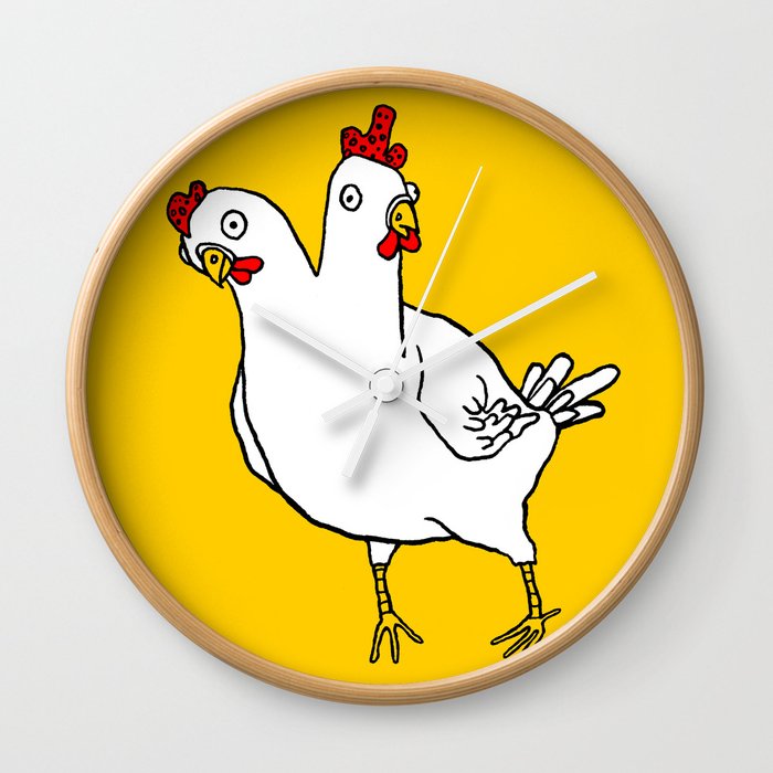 Chicken Dos Cabezas Wall Clock