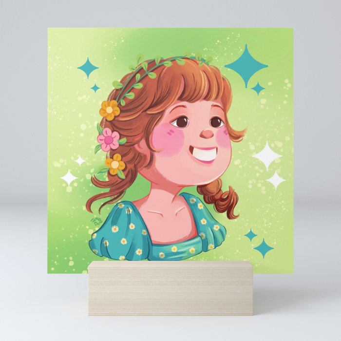 Green chubby girl Mini Art Print