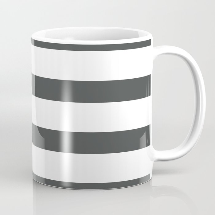 Dark Grey Stripes on White Background Coffee Mug